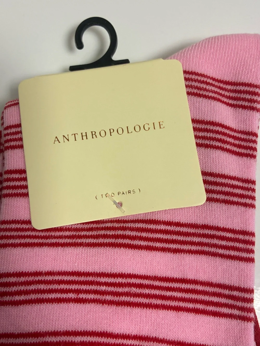 Anthropologie Striped and Solid crew socks (red/pink striped) New